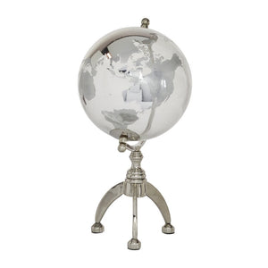 Round Glass Globe With Silver Aluminum Base, 8" X 15.25", 5683RR