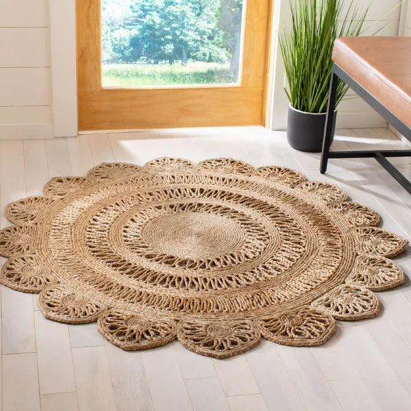 Round Tirto Handmade Flatweave Jute/Sisal Area Rug in Natural 3' round