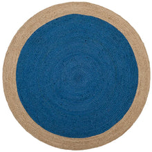 Load image into Gallery viewer, Round Vicksburg Handmade Flatweave Jute/Sisal Area Rug in Royal Blue/Natural, Round 7&#39;
