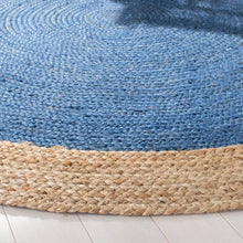 Load image into Gallery viewer, Round Vicksburg Handmade Flatweave Jute/Sisal Area Rug in Royal Blue/Natural, Round 7&#39;
