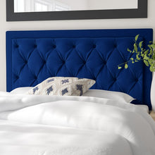 Load image into Gallery viewer, Navy Blue Rowan Upholstered Panel Headboard ( AP658 )
