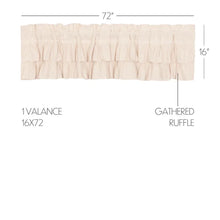 Load image into Gallery viewer, 16&quot; W x 72&quot; L Natural Rucker Solid Color Cotton Blend Ruffled Window Valance (SET OF 2)
