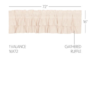 16" W x 72" L Natural Rucker Solid Color Cotton Blend Ruffled Window Valance (SET OF 2)