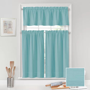 26" W x 45" L Aegean Rufina Solid Color Cotton Blend Tailored 26'' Cafe Curtain (Set of 2)