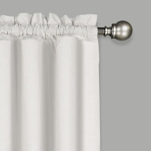 White Rufina Solid Color Cotton Blend Tailored 26'' Cafe Curtain (Set of 2), EC1064