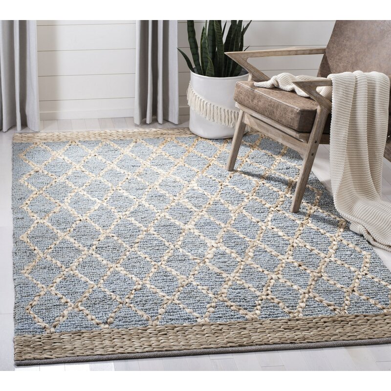 Runner Alegria Geometric Handmade Tufted Light Blue/Brown Area Rug 6191RR