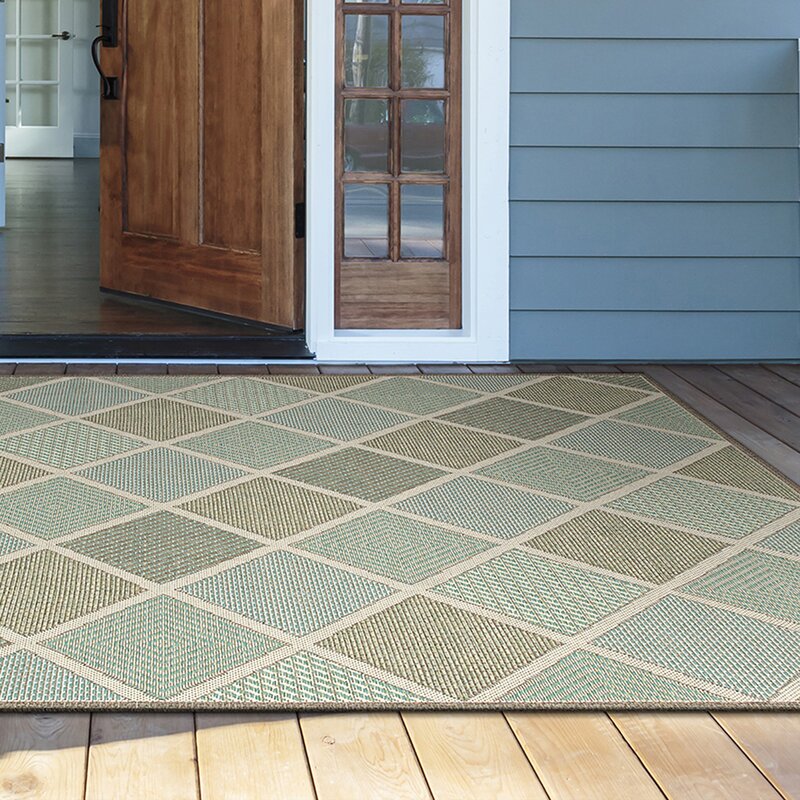 Runner Whittier Geometric Green Indoor / Outdoor Area Rug 2770AH