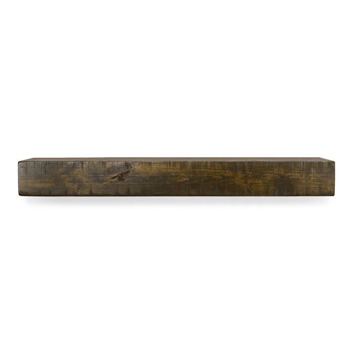 Rustic Real Wood Fireplace Shelf Mantel in Stained/Distressed Dark Finish (5 1/2'' H x 3' W x 9'' D)  #9777