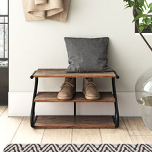 Load image into Gallery viewer, Rustic Z-Frame 3-Level 9 Pair Shoe Rack MRM3637
