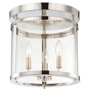 Ryne 3-Light 12.5" Lantern Cylinder Flush Mount Polished Nickel #1392HW