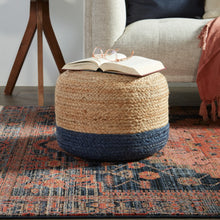 Load image into Gallery viewer, Saba Oliana Blue &amp; Beige Pouf 18"
