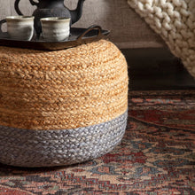 Load image into Gallery viewer, Saba Oliana Light Gray &amp; Beige Pouf
