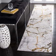 Load image into Gallery viewer, SAFAVIEH Amelia Fietje Modern Abstract Distressed Rug - 2&#39; x 20&#39; Runner - Grey/Gold
