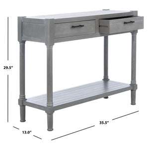 SAFAVIEH Filbert 2-Drawer Console Table - 35.5" W x 13" L x 29.5" H - White Wash Grey