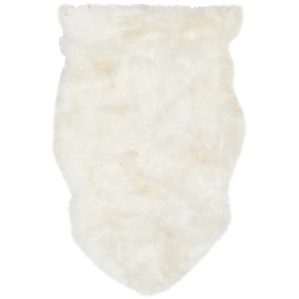 Handmade Sheepskin Aybek Genuine Pelt Rug - 4' x 6' - Natural/White