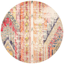 Load image into Gallery viewer, SAFAVIEH Madison Kasimira Abstract Boho Distressed Rug - 6&#39;7&quot; x 6&#39;7&quot; Round - Blue/Orange

