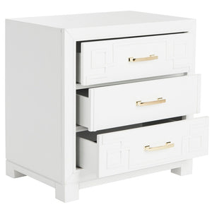 Raina Three Drawer Greek Key Night Stand