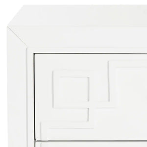 Raina Three Drawer Greek Key Night Stand