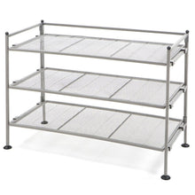 Load image into Gallery viewer, (2) Three -Tier Mesh Utility Shoe Racks in Satin Pewter #9550
