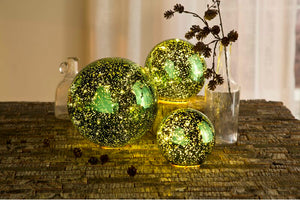 Three Piece Green Ball Light Figurine Set #9382
