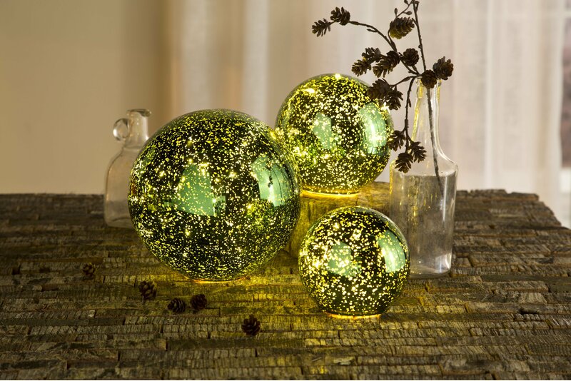Three Piece Green Ball Light Figurine Set #9382