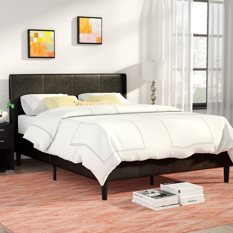 QUEEN Black Clyde Upholstered Platform Bed 8011CR