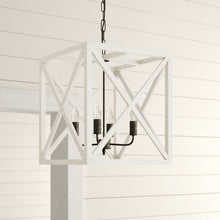 Load image into Gallery viewer, Cream Sabrina 4 - Light Lantern Square / Rectangle Chandelier with Wood
