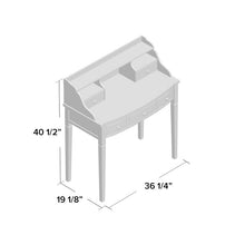 Load image into Gallery viewer, Sadie Solid Wood Secretary Desk with Hutch Oak #2395HW
