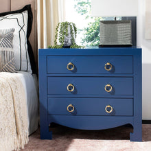 Load image into Gallery viewer, Dion 3 Drawer Chest - Lapis Blue / Gold Set of 2
