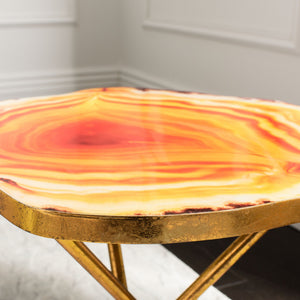 Giselle Faux Agate Side Table Gold Finish 91CDR