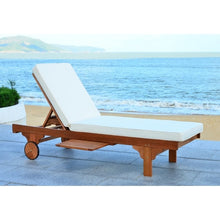 Load image into Gallery viewer, Newport Natural Brown 1-Piece Wood Outdoor Chaise Lounge Chair with Beige Cushion(2655RR)
