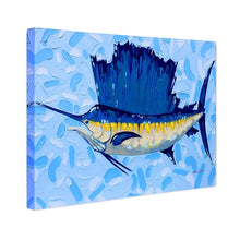 Load image into Gallery viewer, 30&quot; H x 40&quot; W x 1.5&quot; D Sailfish by Sarah Lapierre - Wrapped Canvas Painting https://www.wayfair.com/decor-pillows/pdp/highland-dunes-sailfish-by-sarah-lapierre-wrapped-canvas-painting-w005514676.html?piid=219172477
