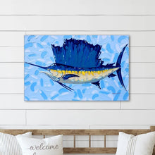 Load image into Gallery viewer, 30&quot; H x 40&quot; W x 1.5&quot; D Sailfish by Sarah Lapierre - Wrapped Canvas Painting https://www.wayfair.com/decor-pillows/pdp/highland-dunes-sailfish-by-sarah-lapierre-wrapped-canvas-painting-w005514676.html?piid=219172477
