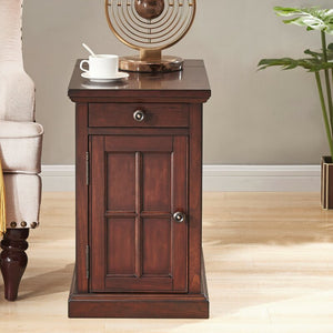 Saldana 23'' Tall Block End Table with Storage and Built-In Outlets
