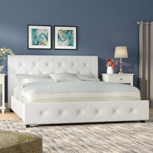 Load image into Gallery viewer, Queen White Salina Tufted Upholstered Low Profile Platform Bed 2093AH
