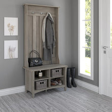 Load image into Gallery viewer, Salinas Hall Tree with Shoe Storage Bench by Bush Furniture - Driftwood Gray
