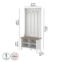 Load image into Gallery viewer, Salinas Hall Tree with Shoe Storage Bench by Bush Furniture - Driftwood Gray
