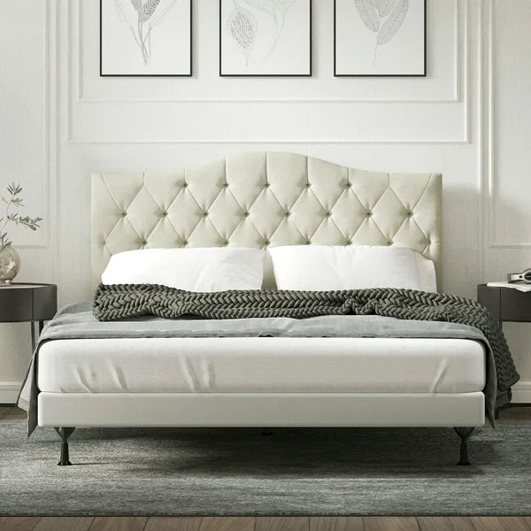 Full/Queen Beige Saltford Upholstered Panel Headboard