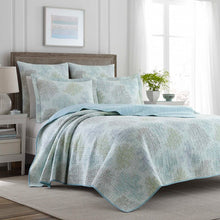 Load image into Gallery viewer, Full / Queen White/Blue/Sage Saltwater Reversible Quilt Set 308AH
