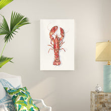 Load image into Gallery viewer, 36&quot; H x 24&quot; W x 1.25&quot; D Salty Lobster I by - Wrapped Canvas Painting
