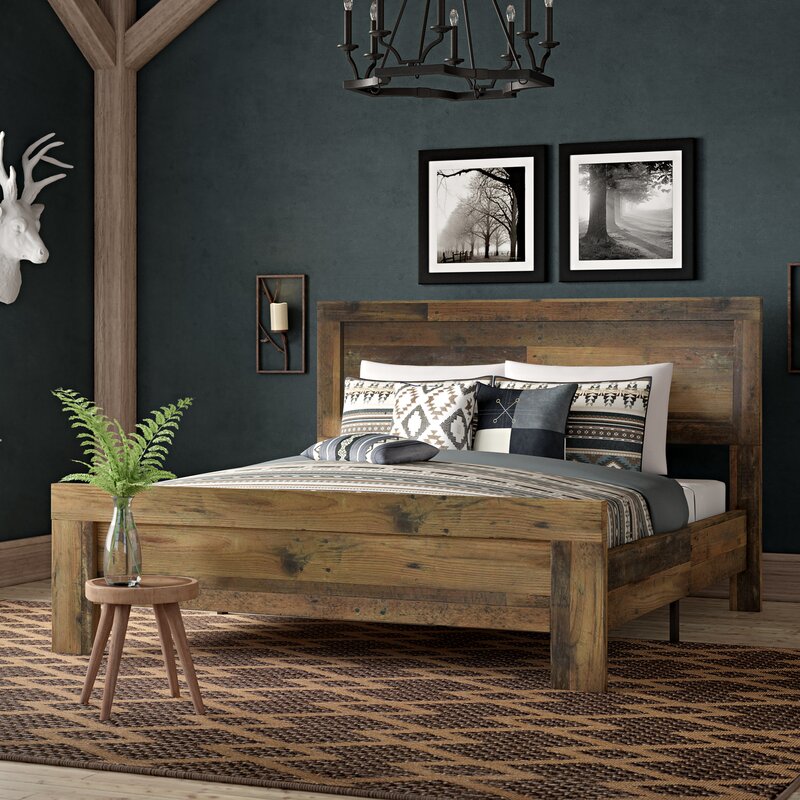 Queen Rustic Pine Samir Low Profile Standard Bed AP753