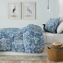 Load image into Gallery viewer, Sandrine Bedding Blue 100% Cotton Reversible 1 Duvet QUEEN Cover Set EC1316

