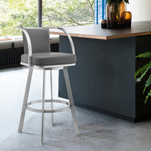 Load image into Gallery viewer, Sandringham 30" Gray Faux Leather and Metal Swivel Bar Stool  7409RR
