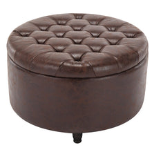 Load image into Gallery viewer, Sanni 28&quot; Wide Faux Leather Round Storage Ottoman SB1866
