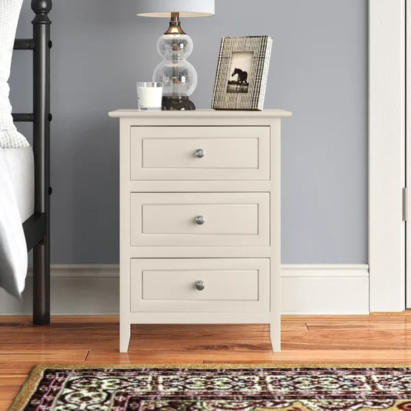 Beige Santaana 25'' Tall 3 - Drawer Nightstand