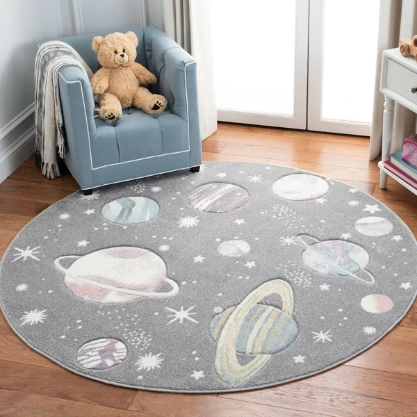 Santaclara Area Rug in Gray/Lavender 3' round