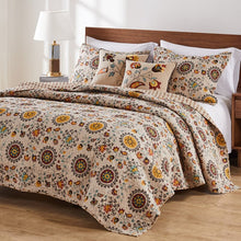 Load image into Gallery viewer, Sapphire Brown/Cream Standard Cotton 126 TC Reversible Farmhouse / Country 5 Piece KING Quilt Set 6553RR
