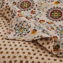 Load image into Gallery viewer, Sapphire Brown/Cream Standard Cotton 126 TC Reversible Farmhouse / Country 5 Piece KING Quilt Set 6553RR
