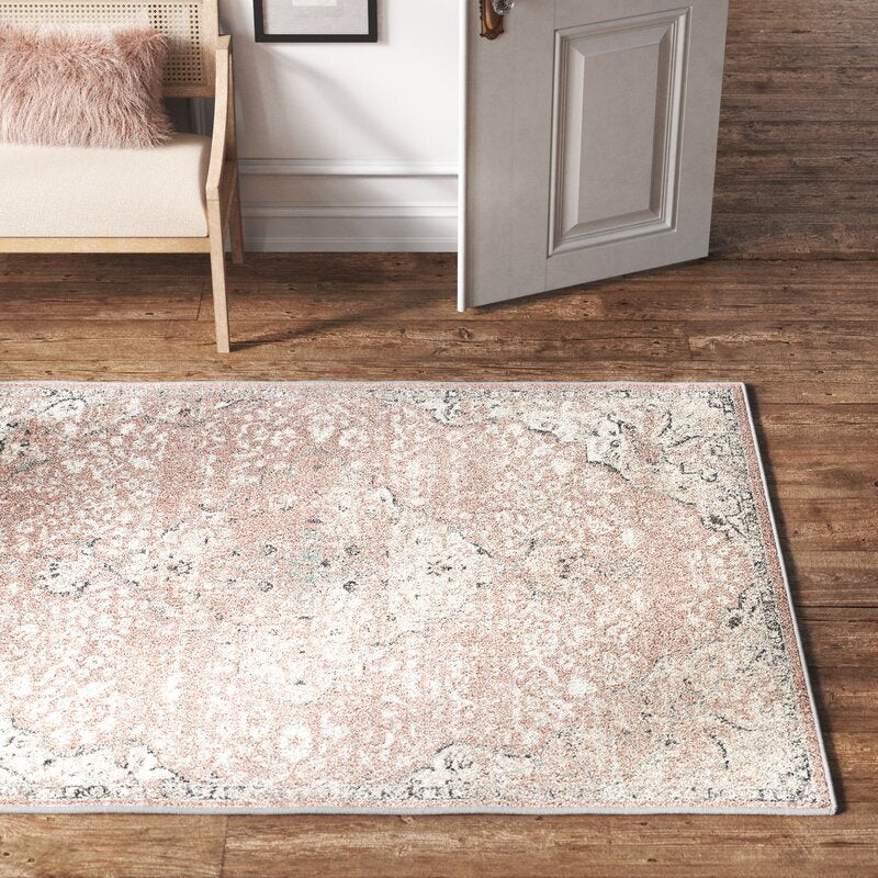Sasha Oriental Peachy Pink Area Rug