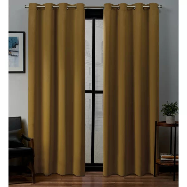 Sateen Solid Blackout Thermal Grommet Curtain Panels, 52
